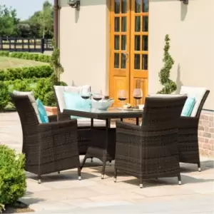 Maze LA 4 Seat Square Rattan Dining Set - Brown