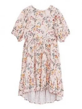 Mango Girls Woven Floral Smock Dress - Pink