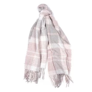 Barbour Tartan Boucle Scarf Soft Pink/Grey