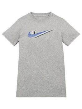 Boys, Nike Unisex NSW Triple Swoosh Tee - Dark Grey, Size XL