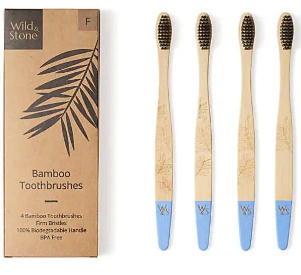 Wild & Stone Organic Bamboo Firm Bristles Toothbrush 4Pcs