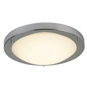 LED Small Round Bathroom Flush Ceiling Light Satin Silver, White IP44