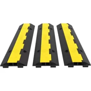 VEVOR 3 Pack of 2 11000lbs per Axle Capacity Protective Wire Cord Ramp Driveway Rubber Traffic Speed Bumps Cable Protector