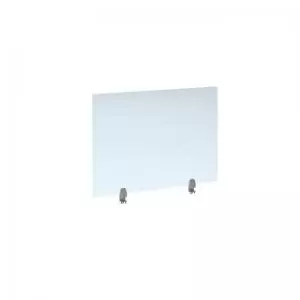 Straight high desktop acrylic screen with silver brackets 1000mm x