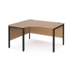 Office Desk Left Hand Corner Desk 1400mm Beech Top With Black Frame 1200mm Depth Maestro 25 MB14ELKB