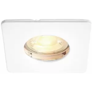 Loops - IP65 Bathroom Slim Square Ceiling Downlight Matt White Recessed GU10 LED Lamp