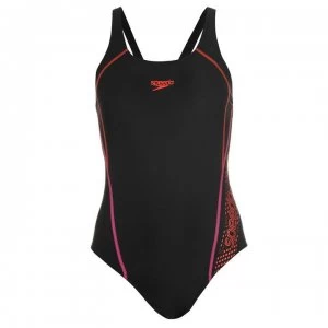 Speedo Graphic Print Swimsuit Ladies - Black