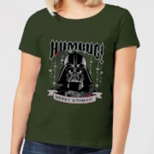 Star Wars Darth Vader Humbug Womens Christmas T-Shirt - Forest Green - M