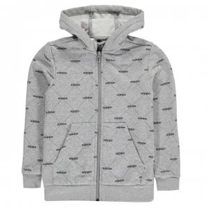 adidas All Over Print Zip Hoody Junior Boys - Grey/Black