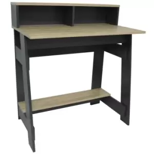 Techstyle Office Desk With Two Cubbies And Shelf Light Oak / Dark Grey