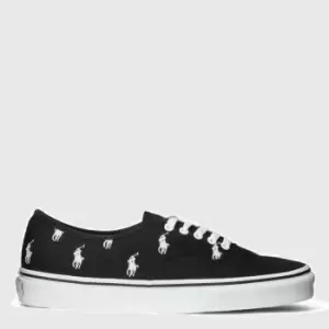 Polo Ralph Lauren Mens Keaton Canvas Low Top Trainers - Black/White - UK 9