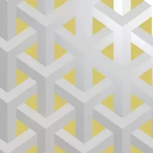 Holden Decor Glistening Trident Geo Grey & Yellow Wallpaper - 10.05m x 53cm