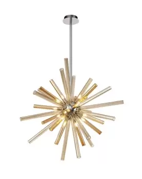 Ceiling Pendant 16 Light G9, Amber & Champagne, Polished Chrome