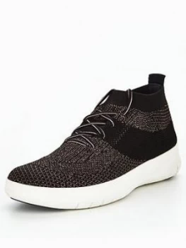 FitFlop Fitflop Uberknit Slip on High Top Sneaker BlackBronze Size 8 Women