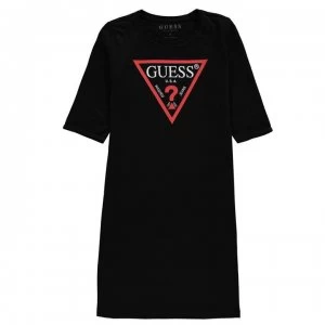 Guess Logo Long Sleeve Dress - Jet Black JBLK