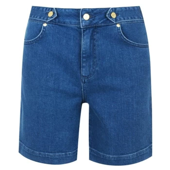 Biba Button Denim Shorts - Blue