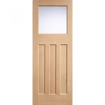 LPD DX 1930s Edwardian Unfinished Oak Frosted Glazed Internal Door - 1981mm x 838mm (78 inch x 33 inch)