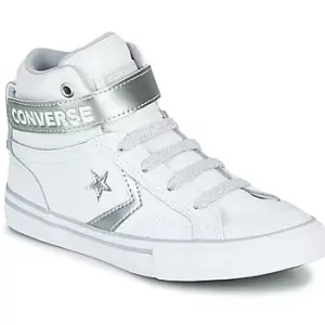 Converse PRO BLAZE STRAP METALLIC LEATHER HI Girls Childrens Shoes (High-top Trainers) in White - Sizes 9.5 toddler,10 kid,11 kid,12 kid,1 kid