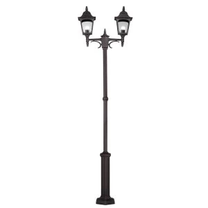 2 Light Twin Outdoor Post Lantern Black IP44, E27