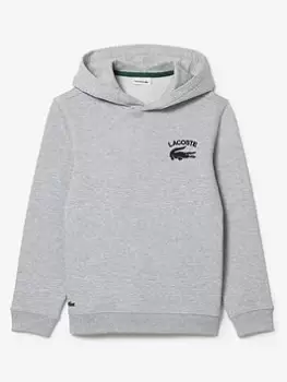 Lacoste Boys Overhead Hoodie - Grey Marl, Size 12 Years