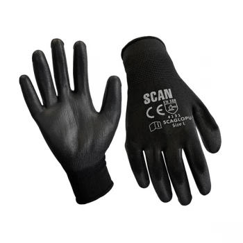 Scan 2AYH22L-24 Black PU Coated Gloves - L (Size 9) (240 Pairs)