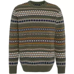 Barbour Mens Case Fairisle Crew Neck Willow Green Large