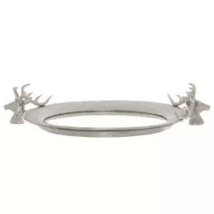 Large Mirrored Tray With Stag Heads