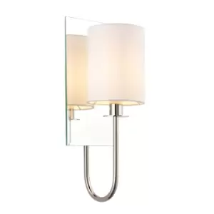 Pisa Shade Wall Lamp, Bright Nickel Plate, Vintage White Fabric