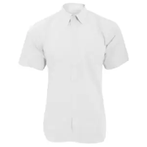 Fruit Of The Loom Mens Short Sleeve Poplin Shirt (S) (White)