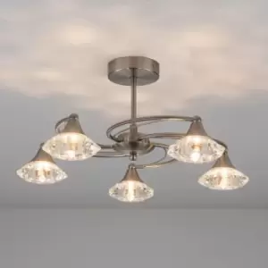 Harper Living Satin Nickel Spiral 5-Light Semi-Flush Ceiling Light