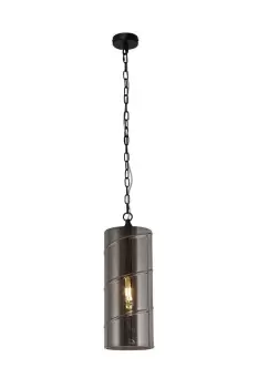 Ceiling Pendant, 1 Light E27, Matt Black, Smoked