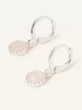 Accessorize Sterling Silver-Plated Rose Quartz Drop Earrings, Pink, Women