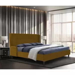 Shanaya Bed King Plush Velvet Mustard