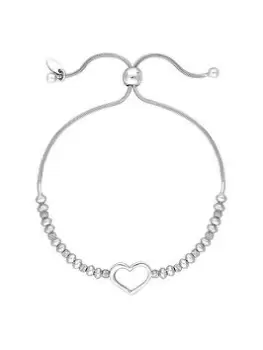 Simply Silver Sterling Silver 925 Open Heart Toggle Bracelet, One Colour, Women