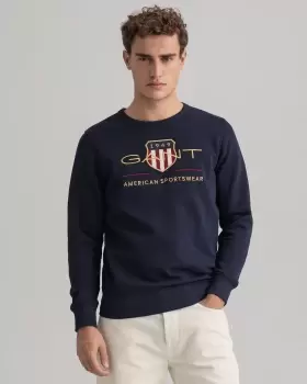 GANT Men Archive Shield Crew Neck Sweatshirt (XXXL) Blue