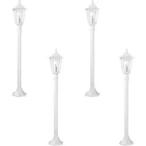 4 PACK IP44 Outdoor Bollard Light White Aluminium Lantern 60W E27 Lamp Post