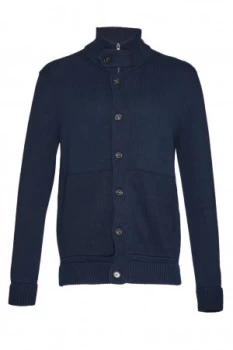 Mens French Connection Master Flux Knit Cardigan Blue