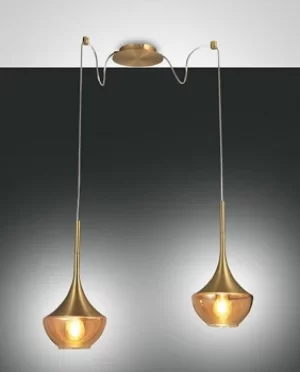 Apollo Dome Pendant Ceiling Lights Satin Brass Glass, E27