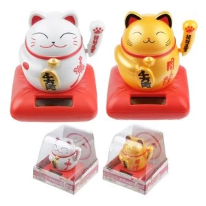 Cute Waving Maneki Neko Cat Design Solar Powered Pal (1 Random Supplied)