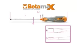 Beta Tools 1290HS H-Safe Tethered Flat/Slotted Screwdriver 0.4 x 2.5 x 75mm