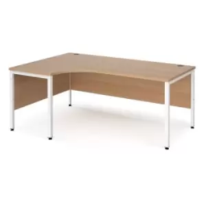 Office Desk Left Hand Corner Desk 1800mm Beech Top With White Frame 1200mm Depth Maestro 25 MB18ELWHB