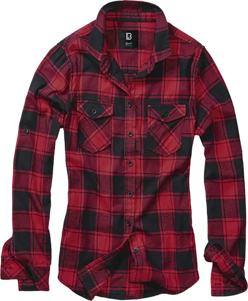 Brandit Amy Flannel Checkshirt Flanel Shirt Black red 4XL Women