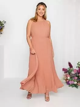 Yours Curve Occasion Pleated Maxi Dress, Pink, Size 24, Women