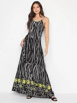 Long Tall Sally Flower Printed Dress - Black, Size 12, Women