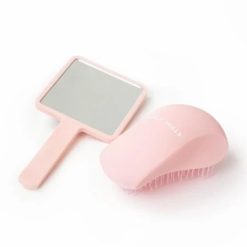 Jack Wills Brush and Hand Held Mirror Set - Pink