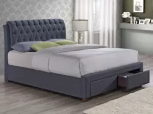 Birlea Valentino 4ft6 Double Charcoal Upholstered Fabric 2 Drawer Bed Frame