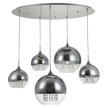 Maytoni Lighting - Fermi Cluster Ceiling Pendant Lamp Nickel & Crystal, 5 Light, E27