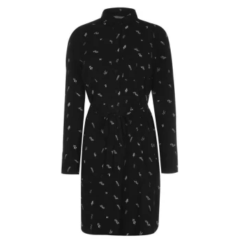 Jack Wills Helford Leaf Print Mini Shirt Dress - Black