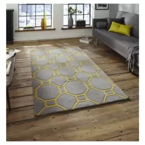 Think Rugs - Noble House 4338 Grey Yellow 150cm x 230cm Rectangle - Grey