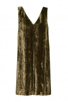 French Connection Theresa Velvet V Neck Dress Green